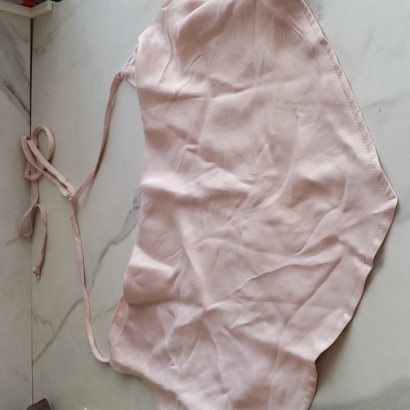 Wild Fable Satin Smocked Back Handetchief Hem Halter Top in Blush - Size XXL - Picture 6 of 10